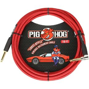 Pig Hog "Candy Apple Red Instrument Cable, 10'. Right Angle