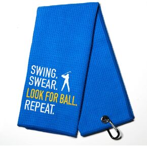 Swing Swear Look for Ball Golf Towel with Clip Golf Ball Towel for Golf Course Exercise, Golf Gift for Men, Birthday Gifts for Golf Fan, Retired Gifts for Coworker