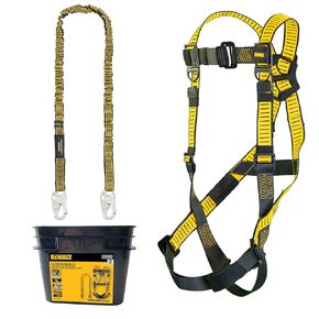 DEWALT Rooftop Safety kit with D1000 Harness with Pass-Thru Chest and Leg Buckles, 50' Vertical Lifeline w/Rope Adjustor and Reusable Rooftop Anchor