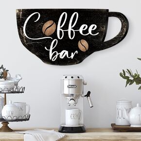 Coffee Bar Sign 13 x 6.7 Inch Rustic Wood Coffee Sign Farmhouse Coffee Bar Wall Decor Coffee Wall Sign Boho Kitchen Decor Art Accessories for Home, Kitchen, Coffee Station (Black)