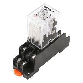 2Pcs Electromagnetic Power Relay, HH52PL, AC 24V Coil, DPDT 2NO 2NC, 8 Pins, LED Indicator Light, with Plug-in Terminal Socket Base (2)