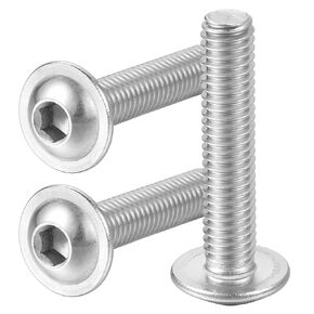 M8-1.25 x 80 mm Flanged Button Head Socket Cap Screws, 18-8 Stainless Steel(304), Allen Socket Drive Bolts, Full Thread, 10PCS