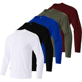 5 Pack Men's Long Sleeve Shirts Athletic Shirts Lightweight for Running Workout Sun Protection Summer Tee Shirts