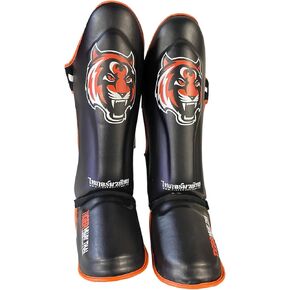 Tiger Pro Shin Guards MMA Martial Arts, Muay Thai, Kickboxing, Leg Instep Protection Pads, Kicking, Sparring, Training Gear, Karate, Boxing, Taekwondo - Unisex (Medium/Large/Extra Large)