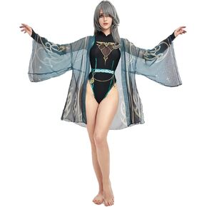 haikyuu Women Anime Derivative One Piece Swimsuit with Cover Up Lace-up Tummy Control Bathing Suit