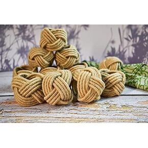 GURU JEE™ Handmade Jute Napkin Rings Green Set of 4 Everyday Use Dining Party Tabletop Décor Gifts Napkin Holder 1.5 Inch in Size Artisan Crafted in India