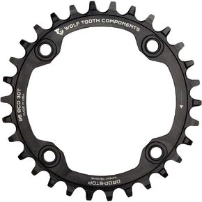 Wolf Tooth Drop-Stop Chainrings for 96mm BCD Shimano Cranksets (Black, 34t)