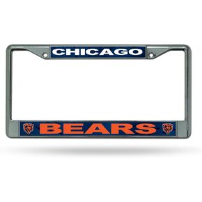 Rico Industries NFL Chicago Bears 12" x 6" Silver Chrome Frame W' Decal Insert Car/Truck/SUV Auto Accessory