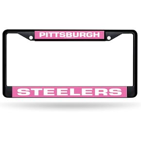 Rico Industries NFL Pittsburgh Steelers Black Black Chrome Frame 12" x 6" Car/Truck Auto Accessory