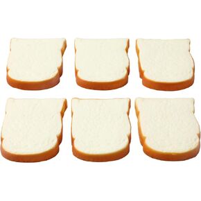 6pcs Artificial Bread Slices Set Fake White Sliced Bread Realistic Fake Food for Display Faux Bread Slice Model for Decoration Faux Food Props