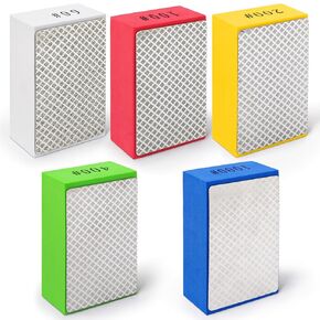 5 قطع من وسادات تلميع اليد الماسية، وسادات صنفرة ماسية من LATTOOK 60/100/200/400/1000 حبيبة من الصنفرة ودعم إسفنجي للبلاط والزجاج والحجر والرخام والجرانيت والسيراميك المعدني الرطب والجاف in Kuwait