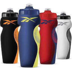 Reebok Squeeze Water Bottles With Athletic Design - Water Bottle 24 oz - Sports Water Bottle - Reusable Water Bottle For Gym, Running, Hiking etc, BPA Free (Black)