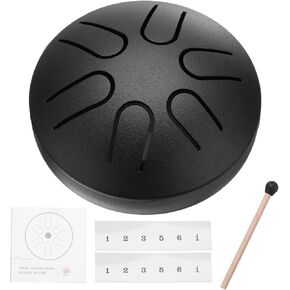 MECCANIXITY Steel Tongue Drum, 3 Inch 6 Notes Mini Steel Hand Drums with Drum Mallets and Music Book, Worry Free Drum for Yoga Meditation Camping (Gold)