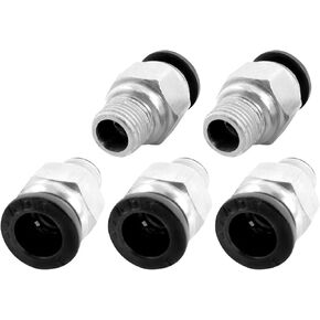 5 Pack 1/8BSP Male Push in Quick Fitting - Straight Union Adapter, Push to Connect Fittings, Apply to Air Pneumatic System (8mm, Silver)
