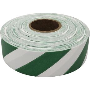 Swanson Tool Co SRFWG30 1-3/16 inch by 300 Foot Striped Safety Roll Flagging, White/Green Stripes