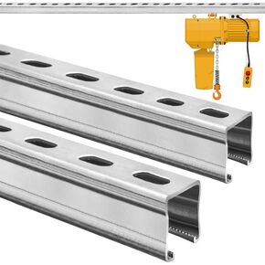 4.6 Feet Length Strut Channel Trolley Track,1-5/8" 12 Gauge Metal Strut Channel with Slotted Back, Pre-Galvanized Zinc Finish（1）