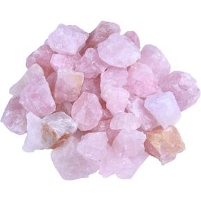 Raw Rose Quartz Natural Healing Crystal Stones 15-40mm Each, Large 2lb Bulk Lot – Rough Rock Crystals for Tumbling, Cabbing, Reiki, Jewelry Design, Decorating Fountains & Fairy Gardens