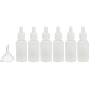 PATIKIL 30ml Glass Dropper Bottle, 6Pcs Leakproof Essential Oils Sample Liquid Perfume Container with Eye Dropper Funnel for Storage Home Travel, White