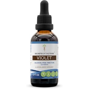 Secrets of the Tribe Violet Tincture Alcohol-Free Extract, Violet (Viola Tricolor) Dried Leaf (4 FL OZ)