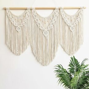 RUIZHIXUAN large macrame wall hanging - Boho Tapestry Macrame Wall Decor Art- Chic Bohemian Handmade Woven Tapestry Home Decoration for Bedroom Living Room Apartment Dorm Gallery - 43"x32" (Bead-A)