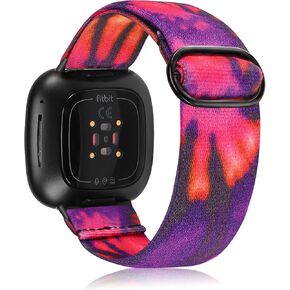 TOYOUTHS Compatible with Fitbit Sense/Sense 2 Band/Versa 3/Versa 4 Bands Women Men Elastic Adjustable Nylon Fabric Strap Scrunchies Solo Loop Stretchy Bracelet Dressy Sport Wristband Accessories