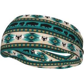 Native American Workout Headbands for Women Men Unisex Sports Head Bands Sweatband for Running Yoga Gym Non-Slip