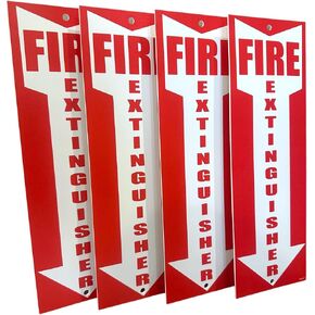 (4 pack) Fire Extinguisher Signs Fire Extinguisher For Business Office or Warehouse 80 mil Thick Plastic