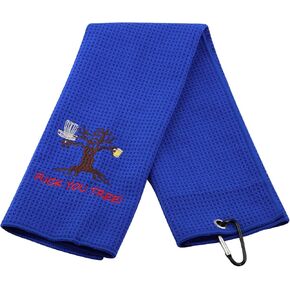 ZJXHPO Microfiber Disc Golf Towel You Tree Disc Golf Gifts Golf Black Towel with Clip Golfer Embroidered Towel (You Tree)