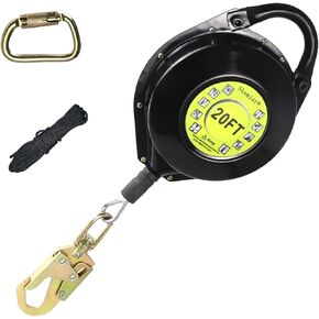 Self Retracting Lifeline Shemior 33FT SRL 310LBS Retractable Lifeline Roofing Safety Gear for Fall Arrest Safety, with Carabiner & Connector, Compliant with ANSI Safety Harness Lanyard
