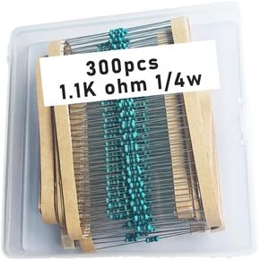 1.1k 1/4W, 1.1k 1/4W, 1.1k ohm, 1.1k 1/4W, 1.1kresistor, 1.1k ohm resistor, 1.1k ohm Metal resistor, 1.1k Metal Film resistors 1/4w(0.25w) 1% tolerance 0.01 MF Metal Film Fixed Resistor 300 pcs