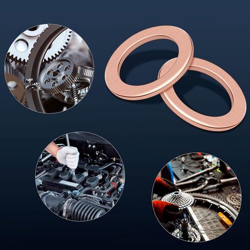 220 Pcs Copper Flat Washers Kit - Metric Sealing Washer Assortment Set in 9 Sizes: M5, M6, M8, M10, M12, M14 - Durable Copper Washers for Sealing, Plumbing, Oil Drain Plugs, and Crush Washer Use in Saudi Arabia
