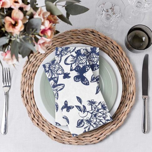 150 Blue Floral Guest Napkins Decorative Hand Towels Bathroom Guest Towels Flowers Decorative Paper Napkins Elegant Napkins for Birthday Wedding Bridal Shower Dinner Tea Party (13 x 16 Inch) in Saudi Arabia