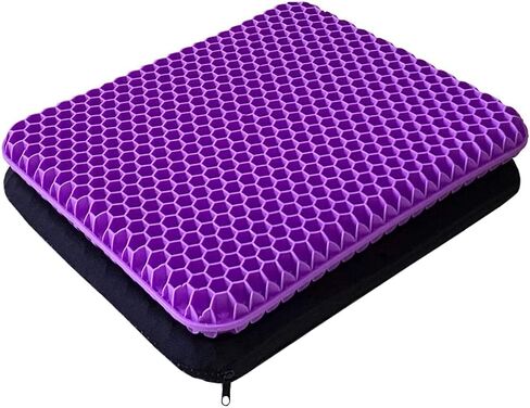 Gel Enhanced Seat Cushion for Long Sitting - Double Thick Honeycomb Breathable Design Egg Seat Cushion with Non-Slip Cover - Office Chair Car Cooling Seat Cushion - Computer Desk Pain Relief Pad in Kuwait