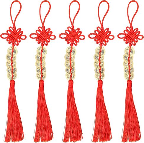 6 قطع زينة السنة الصينية الجديدة، 2024 سنة التنين النحاس عملة فنغ شوي المعلقة الحلي، سحر محظوظ الصينية الذهب عملة عقدة المعلقات للمنزل مهرجان السيارة حظا سعيدا الثروة ثروة النجاح in Kuwait