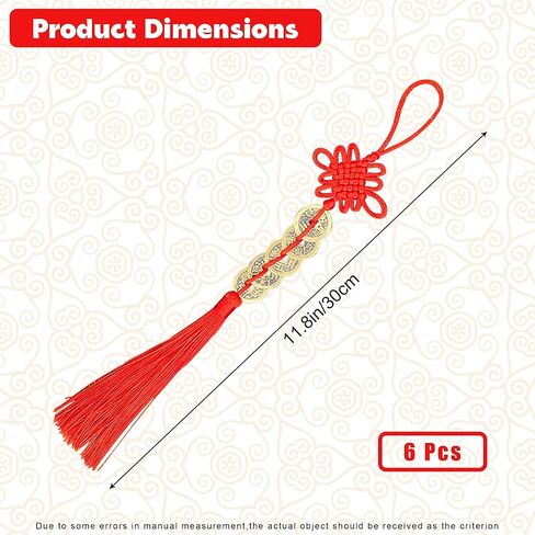 6 قطع زينة السنة الصينية الجديدة، 2024 سنة التنين النحاس عملة فنغ شوي المعلقة الحلي، سحر محظوظ الصينية الذهب عملة عقدة المعلقات للمنزل مهرجان السيارة حظا سعيدا الثروة ثروة النجاح in Kuwait