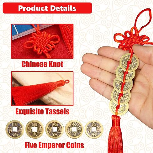 6 قطع زينة السنة الصينية الجديدة، 2024 سنة التنين النحاس عملة فنغ شوي المعلقة الحلي، سحر محظوظ الصينية الذهب عملة عقدة المعلقات للمنزل مهرجان السيارة حظا سعيدا الثروة ثروة النجاح in Kuwait