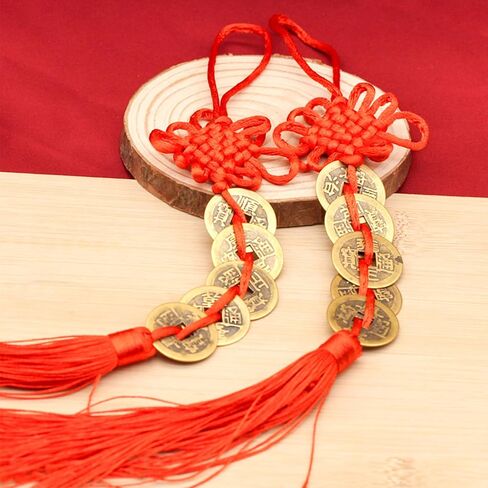 6 قطع زينة السنة الصينية الجديدة، 2024 سنة التنين النحاس عملة فنغ شوي المعلقة الحلي، سحر محظوظ الصينية الذهب عملة عقدة المعلقات للمنزل مهرجان السيارة حظا سعيدا الثروة ثروة النجاح in Kuwait
