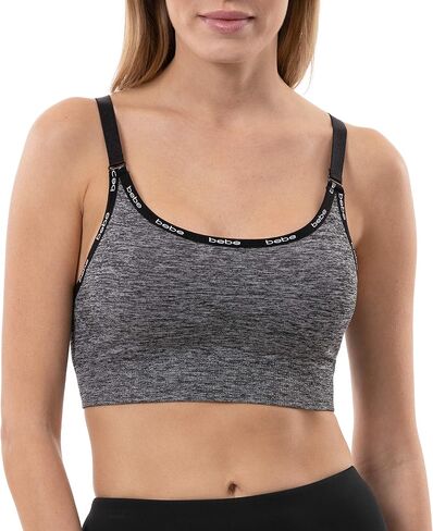 حمالة صدر رياضية للسيدات من bebe Sport بدون خياطة بظهر متسابق مع شريط شعار صغير in Saudi Arabia