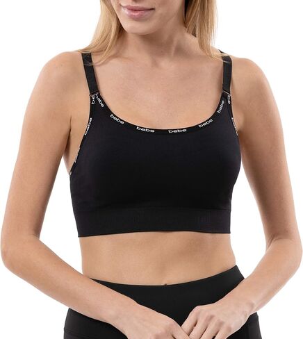 حمالة صدر رياضية للسيدات من bebe Sport بدون خياطة بظهر متسابق مع شريط شعار صغير in Saudi Arabia