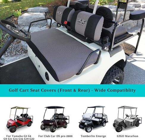 10L0L Golf Cart Front Rear Seat Covers for Yamaha G2 G8 G9 G11 G14 G16 G20 G19 G21 G22, Club Car DS pre-2000, Tomberlin Emerge, Made w/ 3D Air Mesh Polyester Fabric Breathable Washable -Grey in Saudi Arabia