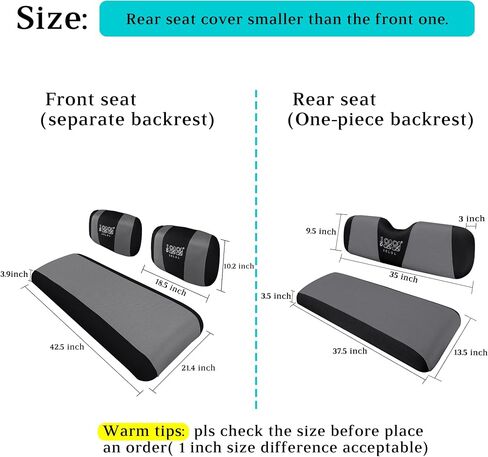 10L0L Golf Cart Front Rear Seat Covers for Yamaha G2 G8 G9 G11 G14 G16 G20 G19 G21 G22, Club Car DS pre-2000, Tomberlin Emerge, Made w/ 3D Air Mesh Polyester Fabric Breathable Washable -Grey in Saudi Arabia