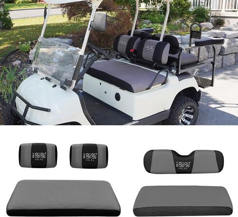 10L0L Golf Cart Front Rear Seat Covers for Yamaha G2 G8 G9 G11 G14 G16 G20 G19 G21 G22, Club Car DS pre-2000, Tomberlin Emerge, Made w/ 3D Air Mesh Polyester Fabric Breathable Washable -Grey in Saudi Arabia