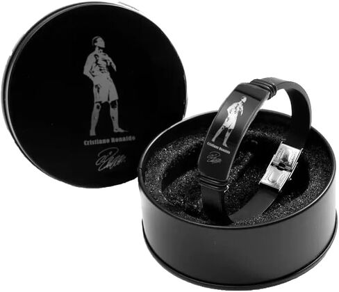 Ronaldo Bracelet, Black Stainless Steel Soccer Waistband, Soccer Football Gift For Kids/Men… in Kuwait