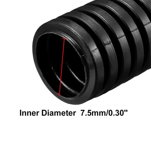 uxcell 6 M 5.2 x 7.2 mm PP أنبوب قناة مموج مرن للحديقة والمكتب باللون الأسود in Saudi Arabia