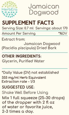 Jamaican Dogwood B120 Alcohol-Free Herbal Extract Tincture, Wildcrafted Jamaican Dogwood (Piscidia Piscipula) Dried Bark (4 fl oz) in Saudi Arabia