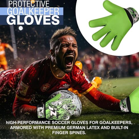 Soccer Goalie Gloves, Goalkeeper Gloves Finger Save,Soccer Gloves 4mm Latex Strong Grip Finger Spine Protection,Goalie Gloves for Kids Youth in Kuwait