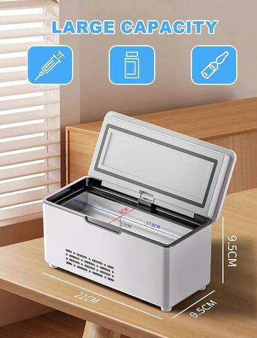 حقيبة سفر مبرد لقلم الأنسولين MVIIOE ثلاجة أنسولين محمولة معتمدة من إدارة أمن المواصلات الأمريكية وشاشة عرض درجة حرارة LED مع نظام درجة حرارة تلقائي يحافظ على التبريد من 35 درجة فهرنهايت إلى 46 درجة فهرنهايت، إنذار شحن USB (أبيض) in Kuwait