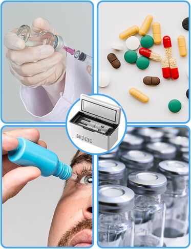 حقيبة سفر مبرد لقلم الأنسولين MVIIOE ثلاجة أنسولين محمولة معتمدة من إدارة أمن المواصلات الأمريكية وشاشة عرض درجة حرارة LED مع نظام درجة حرارة تلقائي يحافظ على التبريد من 35 درجة فهرنهايت إلى 46 درجة فهرنهايت، إنذار شحن USB (أبيض) in Kuwait