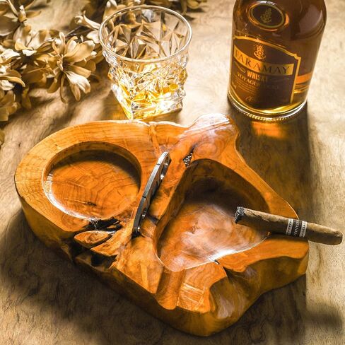 Wooden Cigar Ashtrays for Cigar Lovers Irregular Ashtray with Unique Shape & Design Great Gift for Men Great Decor for Home Office or Bar in Saudi Arabia
