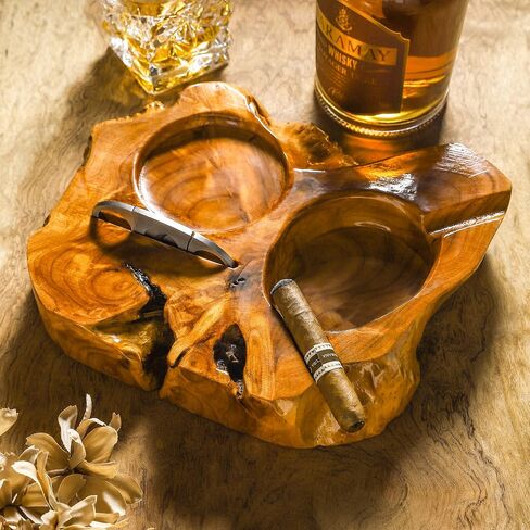 Wooden Cigar Ashtrays for Cigar Lovers Irregular Ashtray with Unique Shape & Design Great Gift for Men Great Decor for Home Office or Bar in Saudi Arabia